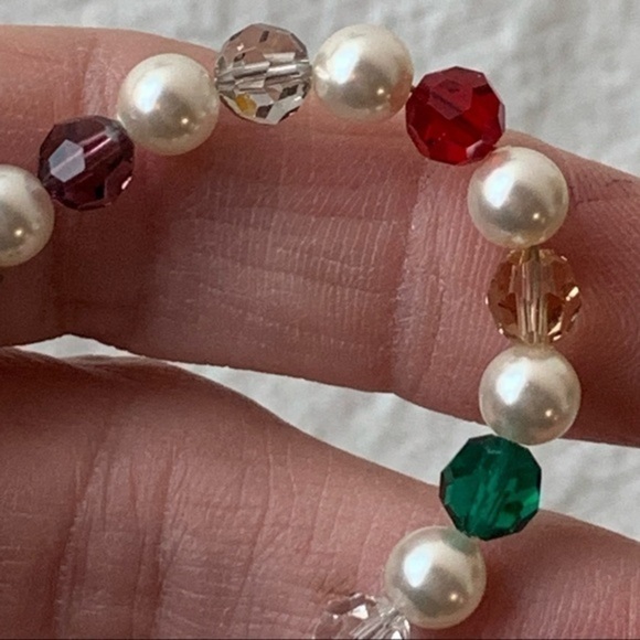 Sterling silver 925 clasp chain and beads faux pearls faceted glass beads - Picture 4 of 9